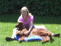 Cindy massaging dog