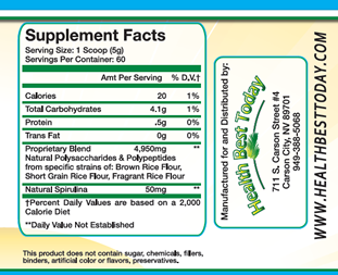 Cellular PSP Supplement Facts